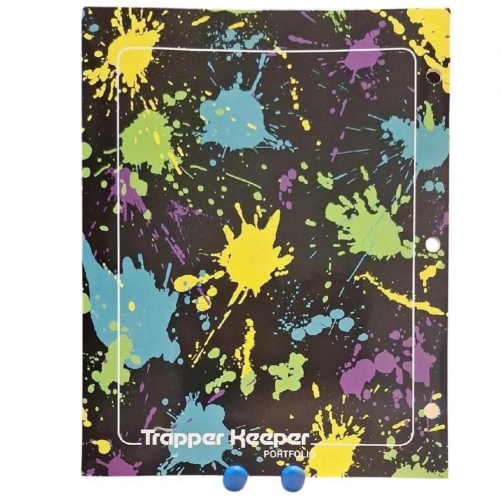 Vintage Trapper Keeper Portfolio Folder Neon Paint‎ Splatter 90s Retro